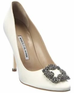 Best Pirce 🎁 Manolo Blahnik Hangisi 105 Satin Pump for 👩 women ⌛