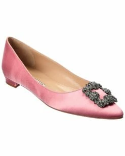 Hot Sale 👍 Manolo Blahnik Hangisi Satin Flat for 👩 women 🛒