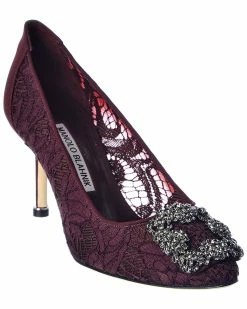 Buy ๐ฅ Manolo Blahnik Hangisi 70 Satin & Lace Pump for ๐ฉ women โค๏ธ