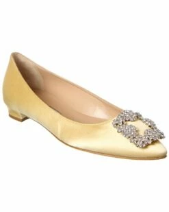 Deals 👏 Manolo Blahnik Hangisi Satin Flat for 👩 women 🤩