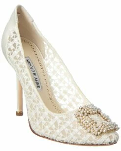 Discount ๐ฅฐ Manolo Blahnik Hangisi 105 Satin & Lace Pump for ๐ฉ women ๐