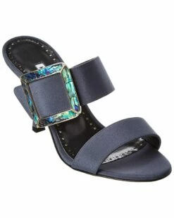 Buy 🎁 Manolo Blahnik Gable 90 Silk 🩴 Sandal, 37.5, Grey for 👩 women ✔️