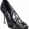 Best deal 🤩 Manolo Blahnik Hangisi 90 Satin & Lace Pump for 👩 women 🎁