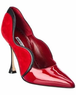 New 🎉 Manolo Blahnik Hamaki 105 Patent & Suede Pump for 👩 women 🎉