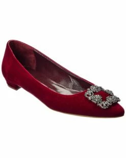 Coupon 😀 Manolo Blahnik Hangisi Suede Flat for 👩 women 🌟