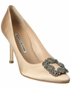 Hot Sale 🔔 Manolo Blahnik Hangisi 90 Satin Pump for 👩 women ✔️