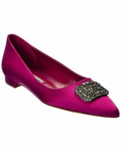 Coupon 😉 Manolo Blahnik Floritanu Satin Flat for 👩 women ✔️