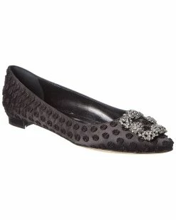 Manolo Blahnik Shop 55 Promo 🎁 Manolo Blahnik Hangisi Satin Flat for 👩 women 🥰