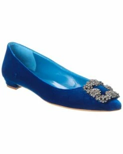 Best Pirce 🎉 Manolo Blahnik Hangisi Velvet Flat for 👩 women ✨