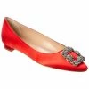 New 🎁 Manolo Blahnik Hangisi Satin Flat for 👩 women ⌛