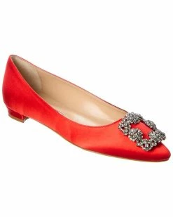 New 🎁 Manolo Blahnik Hangisi Satin Flat for 👩 women ⌛