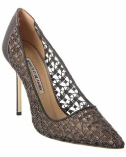 New 😀 Manolo Blahnik BBLA 105 Lace & Satin Pump for 👩 women 🎁