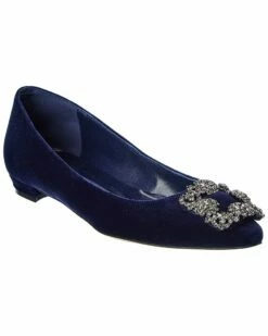 Promo ✔️ Manolo Blahnik Hangisi Velvet Flat for 👩 women 🤩