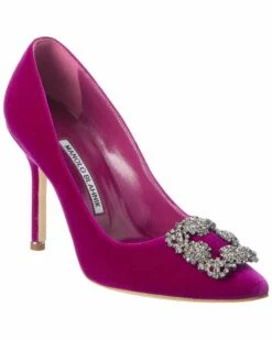 Best deal 🎁 Manolo Blahnik Hangisi 105 Velvet Pump for 👩 women 😀