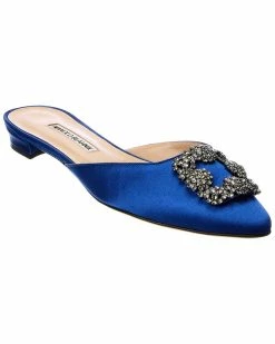 Outlet ⌛ Manolo Blahnik Hangisimu Satin Flat for 👩 women ⌛