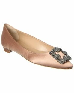Best Sale 🤩 Manolo Blahnik Hangisi Satin Flat for 👩 women 🎉
